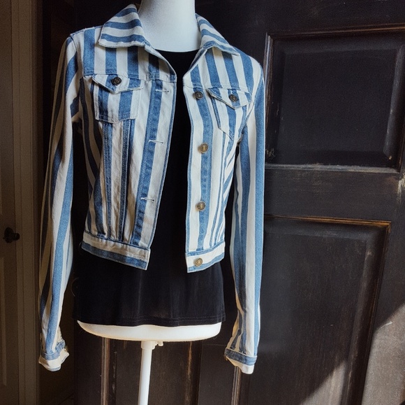 forever 21 striped denim jacket